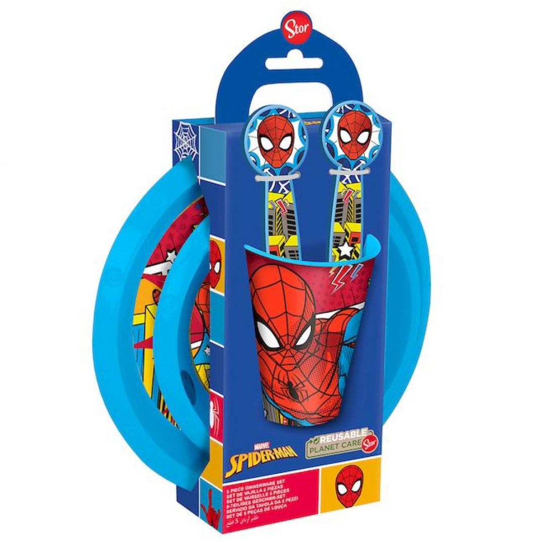 set-platos-y-vaso-spiderman-5-piezas-3591