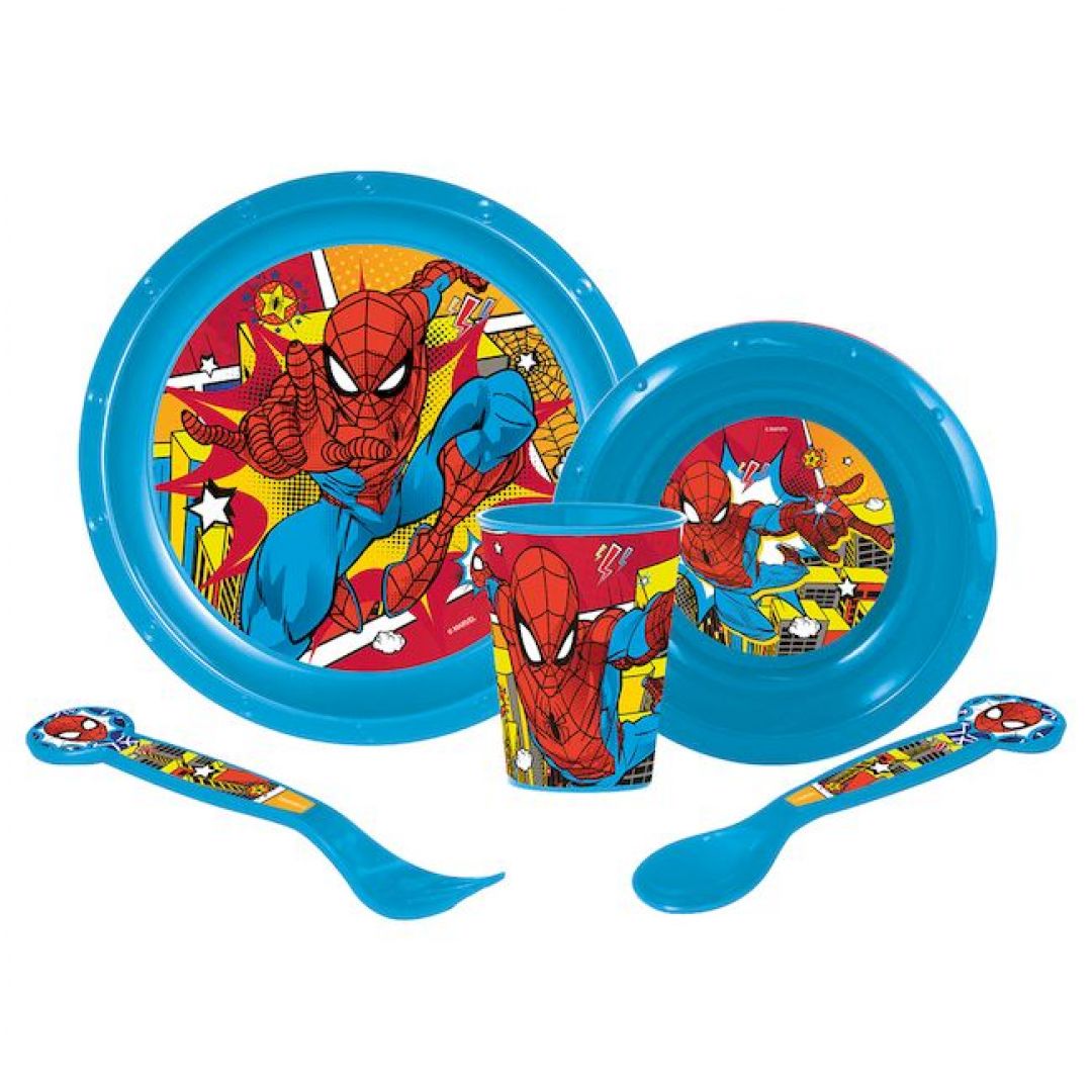 set-platos-y-vaso-spiderman-5-piezas-3591