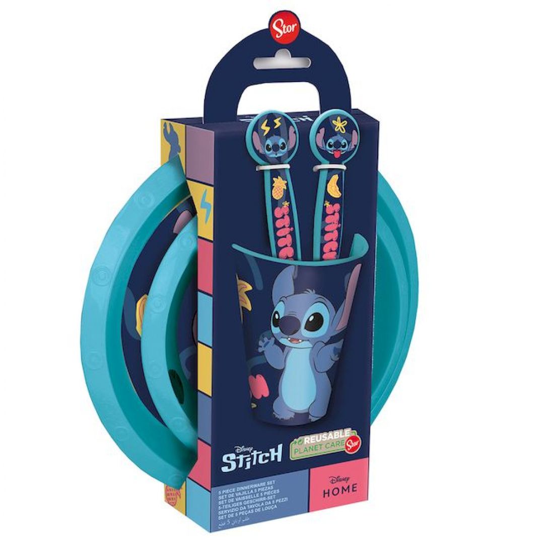set-platos-y-vaso-stitch-5-piezas-3597